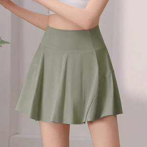 Dunkelgrüner Tennisrock mit hoher Taille für Damen, ideal für Laufen und Fitnessyoga
