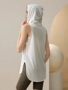 Women's Loose Hooded Sleeveless Sport Vest Yoga Top Breathable Pullover Smock For Fitness Running Gym Activewear
