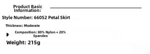 Detailed fabric specs of high-waist yoga skirt made of 80% nylon and 20% spandex