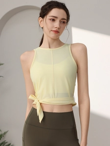Damen Rückenfrei Yoga Tank Top Schnelltrocknend Sportweste Netz-Patchwork Pilates Training Ärmelloses Top Atmungsaktive Fitnessbekleidung