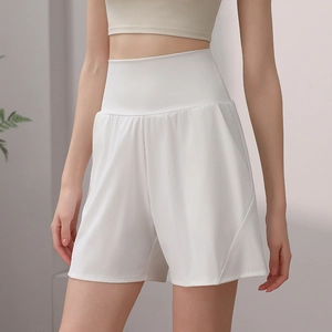 Women High Waist Sports Shorts Tummy Control Yoga Training Fitness Running Shorts With Pockets Quick Dry Loose Athletic Bottoms