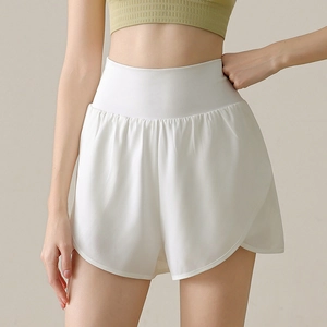 Women High Waist Sports Shorts Faux Two-Piece Anti-Exposure Quick Dry Running Gym Yoga Shorts With Side Phone Pocket