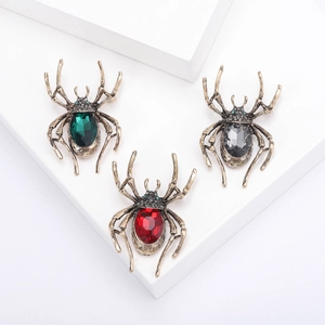 Vintage Legierung Strass Spinne Brosche Gotisch Kristall Eingelegt Tier Nadel Für Halloween Kostüm Party Damen Schmuck