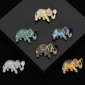 Luxury Alloy Zirconia Elephant Brooch Pin Gold Silver Plated Animal Brooch For Women Suit Accessory Elegant Jewelry