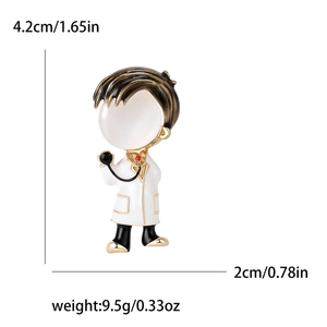 Broche médecin en émail avec opale indiquant la taille 4,2x2cm et le poids 9,5g