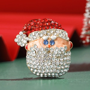 Festive Christmas Santa Claus Alloy Rhinestone Brooch Enamel Drip Oil Pin For Women Apparel Accessories Jewelry Gift