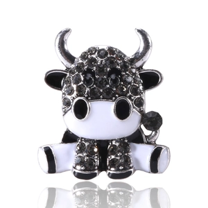 Spilla a Forma di Mucca in Cartone Animato Lega Smalto Animale Spilla Con Strass Corsage Accessori Abbigliamento Donna Gioielli