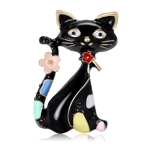 Simpatica Spilla a Forma di Gatto in Smalto per Donna Spilla da Bavero Animale in Lega Gioielli Accessori per Cappotto Maglione