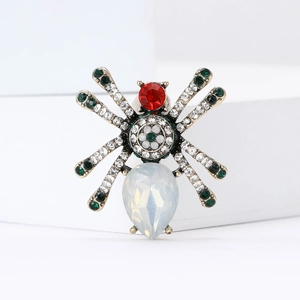 Vintage Alloy Rhinestone Spider Brooch Creative Fashion Insect Shape Suit Cardigan Corsage Jewelry Pins For Men Women