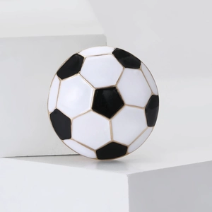 Creative cartoon football enamel brooch with gold trim for suits and coats