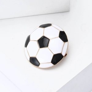 Cute soccer ball enamel lapel pin in black and white finish for suits and coats