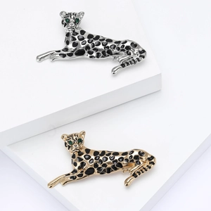 Europäische Legierung Emaille Leopard Brosche Pin High Grade Strass Tier Schmuck Für Herren Damen Anzug Mantel Dekoration