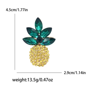 Modische Anstecknadel mit Kristall-Ananas-Motiv in Grün und Gelb für Damen und Herren