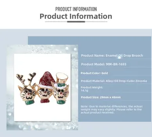 Spécifications de la broche chat de Noël en émail avec alliage et strass brillants