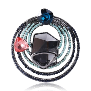 Vintage Alloy Rhinestone Brooch Pin For Women Geometric Crystal Glass Corsage Badge Accessories For Suits Party Jewelry