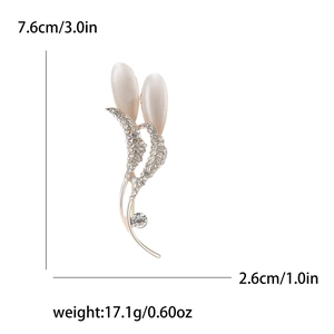 Exquisite Blumenbrosche mit Strass und Opalsteinen, vergoldetes Metall-Finish, 7,6 cm