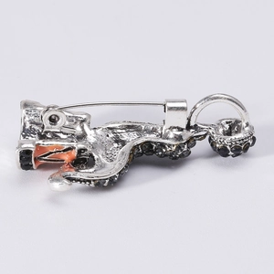 Cute dolphin brooch with rhinestones and enamel, showing versatile pendant back design