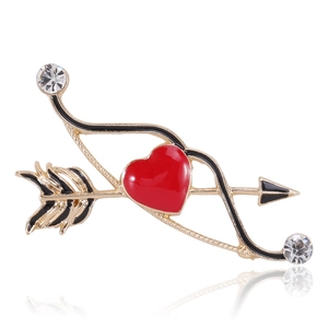 Spilla Romantica a Cuore con Freccia di Cupido in Smalto Lega Placcata Oro Strass Cuore Spilla da Risvolto Gioielli da Donna