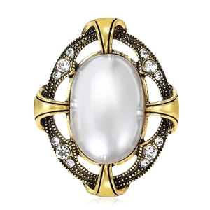 Broche Ovale Style Palais Rétro Pour Femmes Alliage Ajouré Imitation Künstliche Perle Strass Épingle Revers Accessoire Costume Manteau