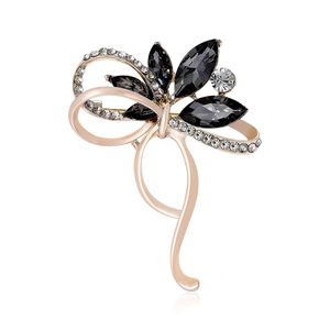 Broche Nœud en Alliage avec Strass Élégante pour Femme Style Coréen avec Cristaux Incrustés Accessoire Bijoux pour Costume
