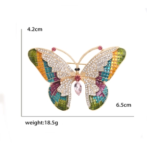 Exquisite colorful butterfly brooch with gradient enamel wings and crystal inlay detail