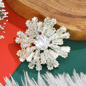 Élégante Broche Flocon de Neige en Alliage avec Strass pour Femmes Noël Hiver Bijoux Mode Épingle Cadeau Accessoires Fête
