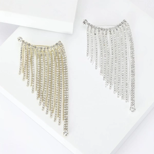 Vintage Alloy Rhinestone Long Tassel Brooch For Women Elegant Waterfall Suit Pin Wedding Banquet Fashion Jewelry Gift