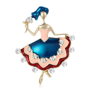 Élégante Broche Danseuse de Ballet en Émail pour Femmes Alliage Incrusté de Strass Épingle de Revers Peinte Bijoux de Mode Accessoire