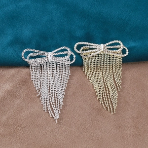 Elegant Bowknot Tassel Brooch Rhinestone Inlaid Alloy Pin For Women Fashion Suit Coat Office Banquet Jewelry Accessaries