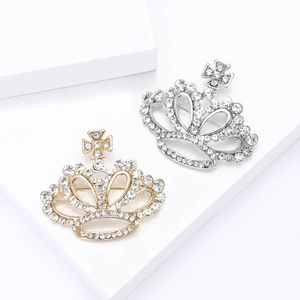 Broches couronne luxueuses en alliage avec strass étincelants en or et argent