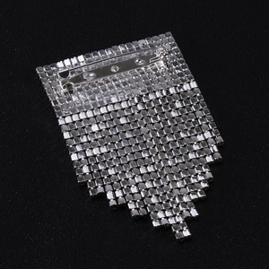Sparkling silver square rhinestone brooch with layered chain fringe for elegant women accessories