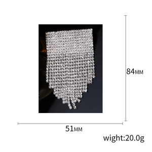 Elegant silver rhinestone tassel brooch pin with crystal fringe for fashion accessories
