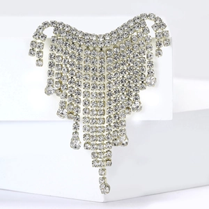 Spilla di lusso in lega con nappe di strass e frange di cristallo per abiti da donna