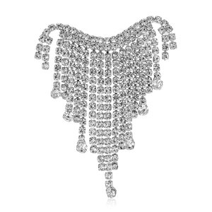 Elegante spilla a nappa in strass argento con cristalli scintillanti per abito da donna