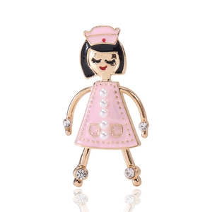 Mignonne Broche Infirmière En Émail Alliage Avec Imitation Künstliche Perle Et Strass Bijou De Mode Accessoire Pour Femmes