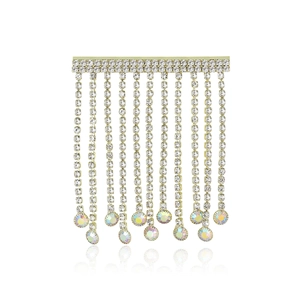 Elegante Spilla con Nappa in Lega e Strass per Donna Spilla con Catena Lunga Brillante per Abiti Vestiti Matrimonio Banchetto Gioielli