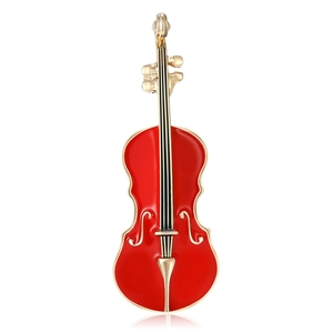 Élégante Broche Violon pour Femmes Hommes Alliage Émail Instrument de Musique Épingle Strass Personnalité Artistique Bijoux de Vêtements