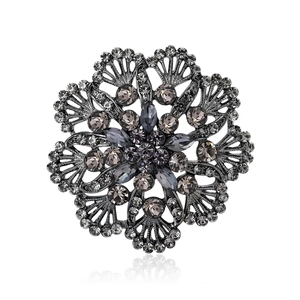 Spilla Floreale in Lega Vintage Canna di Fucile Con Strass Intarsiati Design Traforato Gioielli per Donna Festa Banchetto