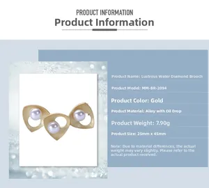 Detailed product specifications for the enamel pearl brooch with dimensions and weight info