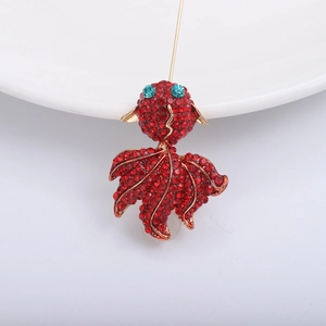 Broche Poisson Rouge en Alliage Vintage avec Strass pour Femme Mode Style Chinois Broche Animal Accessoire Bijoux Cadeau