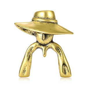 Vintage Zinc Alloy Modern Lady Figure Brooch Retro Hat Design Fashion Suit Pin Decorative Jewelry Accessory For Women Gift