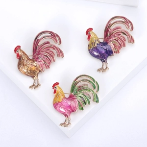 Broche Coq en Alliage Animal Simple Personnalité Créative Épinglette en Émail Coloré pour Accessoires de Vêtement Cadeau Unisexe