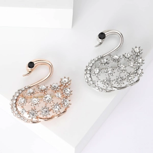 Broche Cygne en Alliage Élégante Avec Ornement en Strass Pour Femmes Broche Revers Animal Bijoux Cadeau Pour Bureau Fête