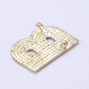 Broche lettre B dorée avec strass en cristal et fermeture par épingle de sûreté unisexe