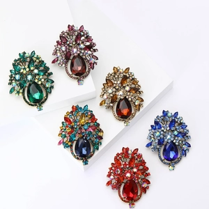 Broche en Alliage Goutte d'Eau Vintage pour Femmes Broche Grappe de Fleurs de Luxe en Strass et Verre Bijoux de Robe de Mariée