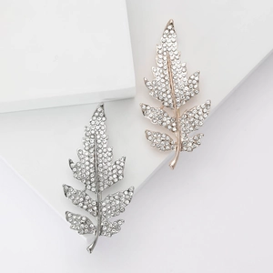 Broche Feuille en Alliage Strass Mode Pour Femmes Broche Élégante en Forme de Feuille Pour Costumes Manteaux Robes Bijoux Accessoires
