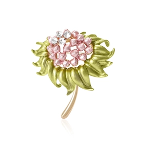 Elegante Spilla a Forma di Fiore di Melograno e Girasole in Smalto per Donna in Lega con Strass Spilla da Risvolto Botanica