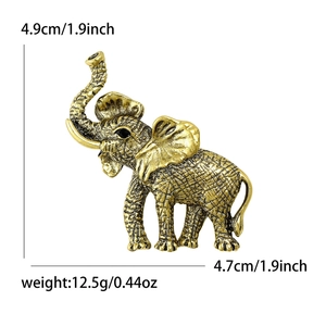 Vintage golden elephant brooch with textured finish, size 1.9 inches for suit jackets