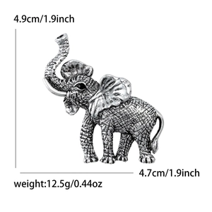 Vintage silver elephant brooch with detailed texture for suit jackets and coats