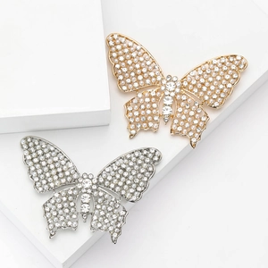 Élégante Broche Papillon en Alliage pour Femmes Strass Brillants Künstliche Perles Artificielles Design Évidé Plaqué Or Argent Bijoux
